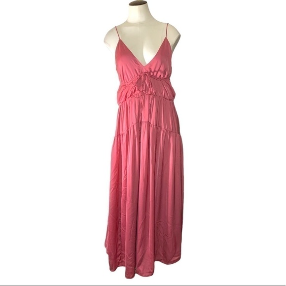 ZARA Maxi Dress Pink Sz XS/S Ruffle V Neck Stappy Feminine Chic Boho Cowgirl - Picture 3 of 14